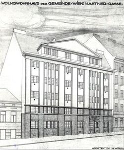 Wohnhausanlage Kastnergasse - Zeichnung - Projekt des Architekten Johhan Würzl.jpg