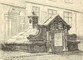 1879 abgerissene Brunnstube der Hernalser Wasserleitung mit den beiden Wiener Wappen, 1880