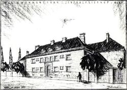 Dienstwohnhäuser Simmeringer Hauptstraße 240 - Zeichnung Projekt eines Kleinwohnungsbaus aus April 1925 von Architekt Wilhelm Peterle.jpg