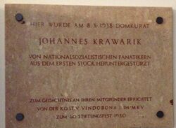 Gedenktafel Johannes Krawarik, 1010 Stephansplatz.JPG