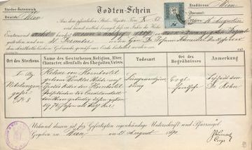 Totenschein der Helene von Hornbostel, 21.8.1890